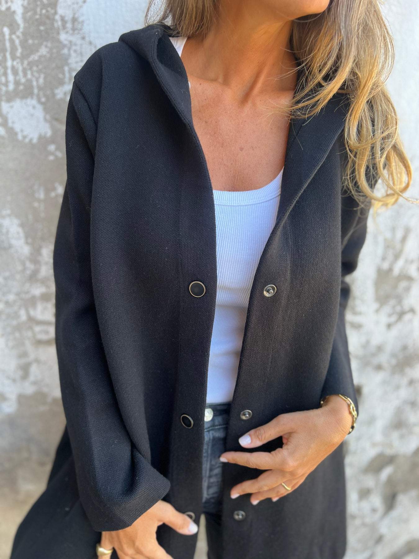 Valenzora - Casual single-breasted blazer with hood
