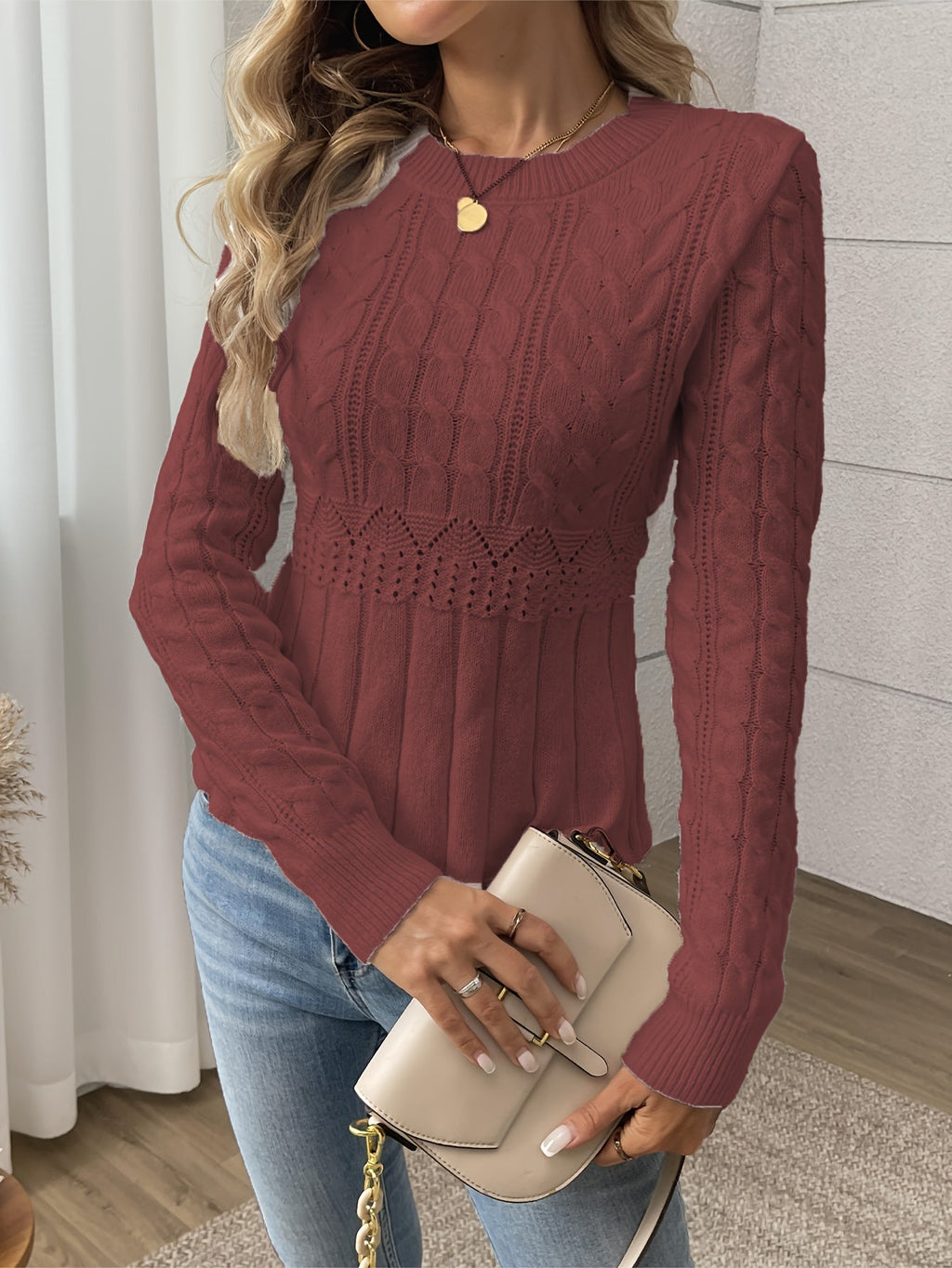 Valenzora | Women's knitted sweater - luxurious knit pattern with a comfortable cut