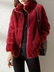 Teddy coat with drawstring