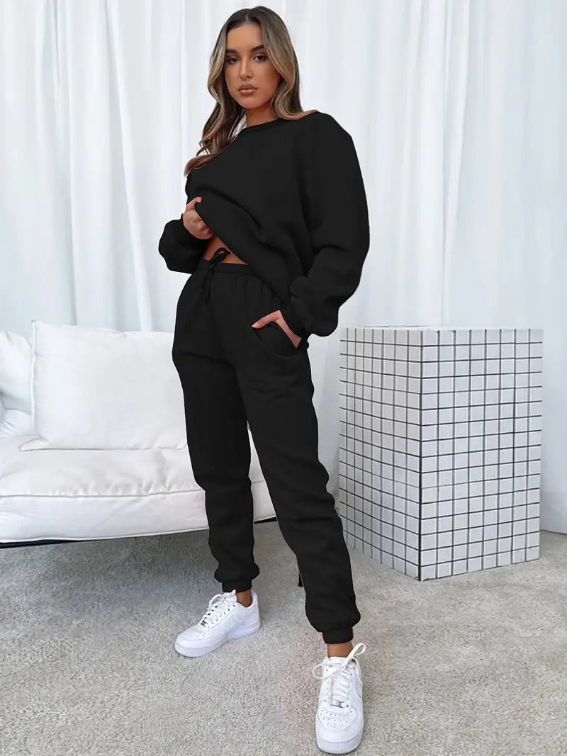 Valenzora Jogging Suit | Casual soft 2-piece women's suit with sweater and matching trousers