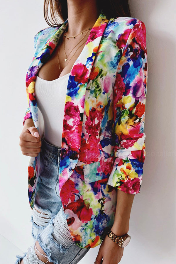Valenzora | Free and Genuine Floral Lapel Leisure Suit Blazer