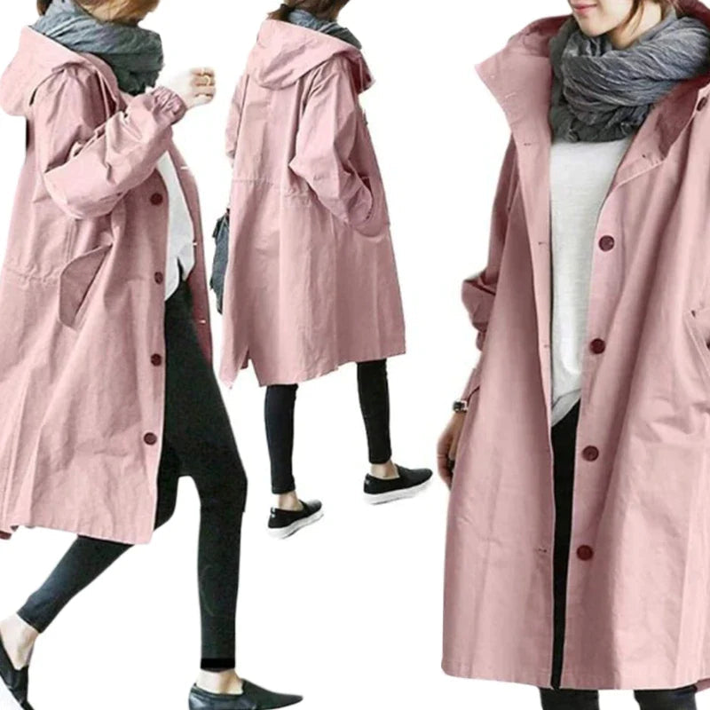 Valenzora | Warm Large-Button Rain Jacket With