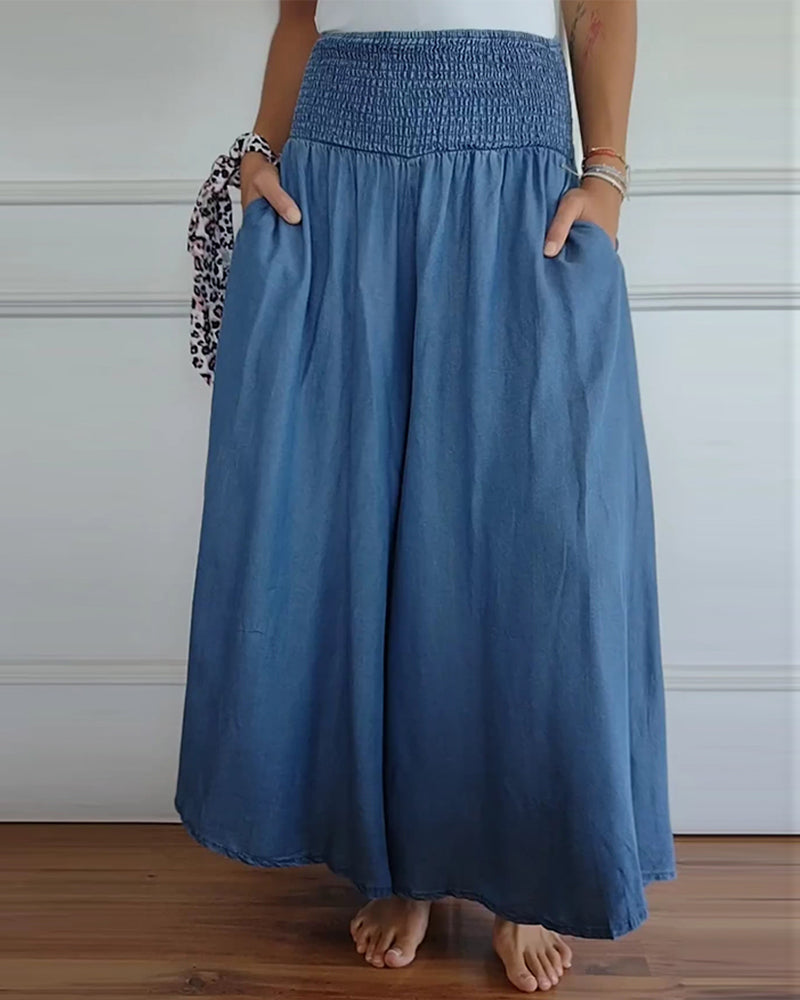Valenzora | Trousers with elasticated waistband and wide legs
