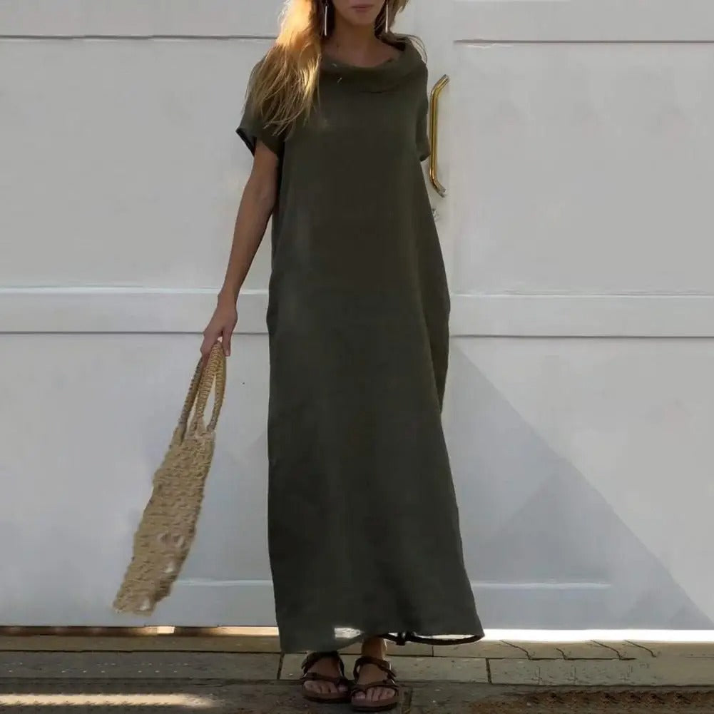 Valenzora | Linen dress with elegant collar