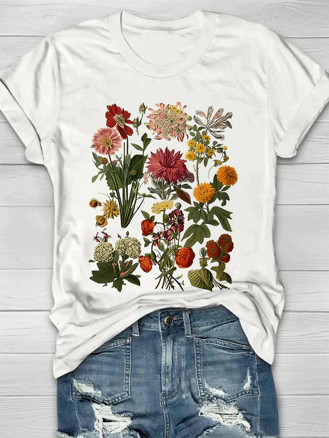 Valenzora | Vintage Floral T-shirt Retro Style For Casual Chic