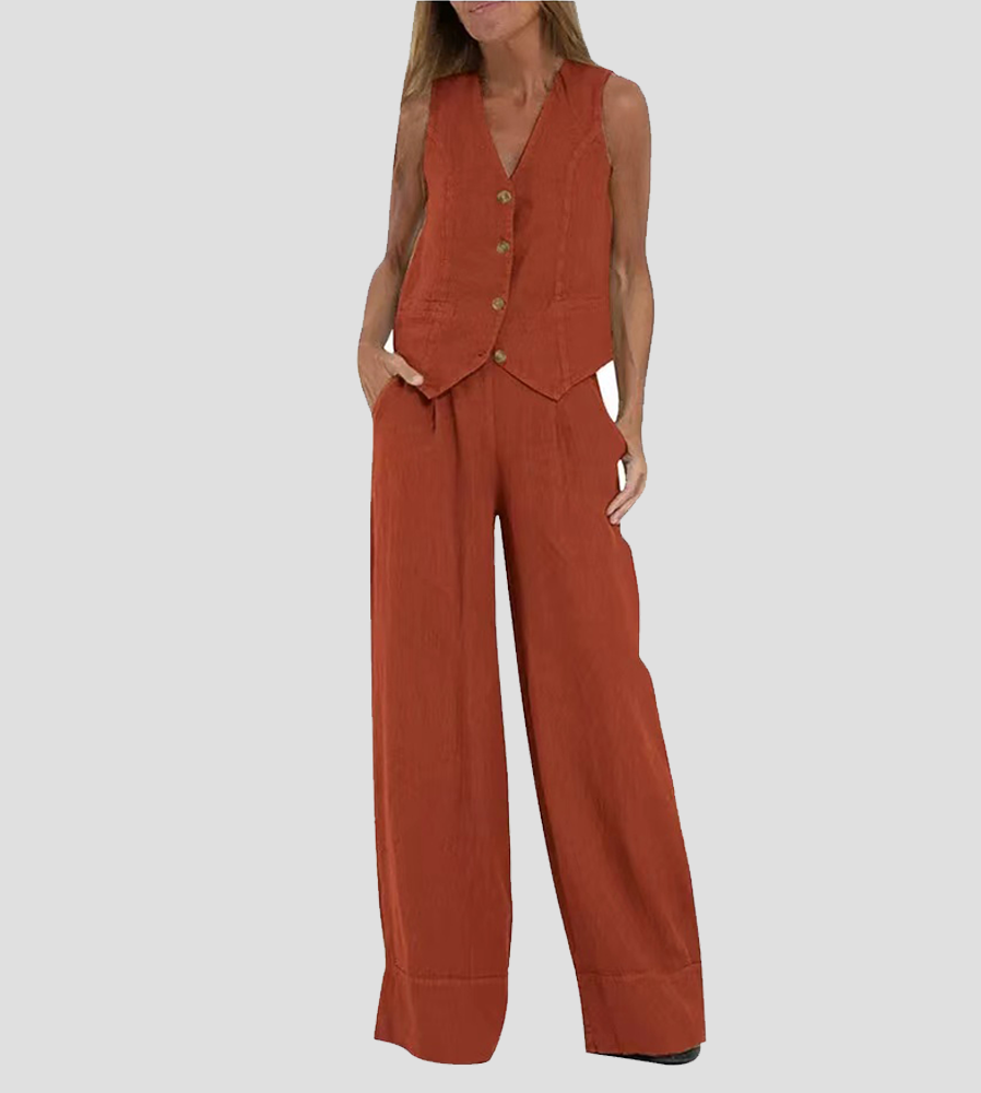 Valenzora | Button-up vest & wide-leg trousers set