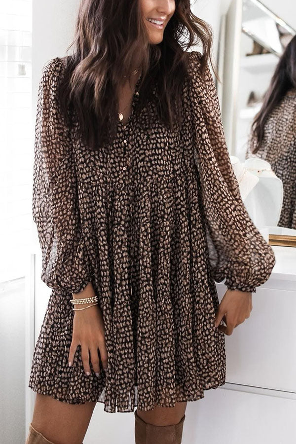 Valenzora | Dream Days Leopardenmuster Babydoll-Minikleid