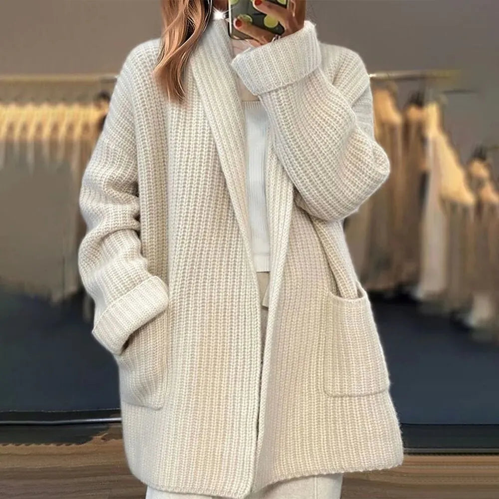 Aliiyah™ - Lässiger, schlichter, mittellanger Pullover mit Taschen