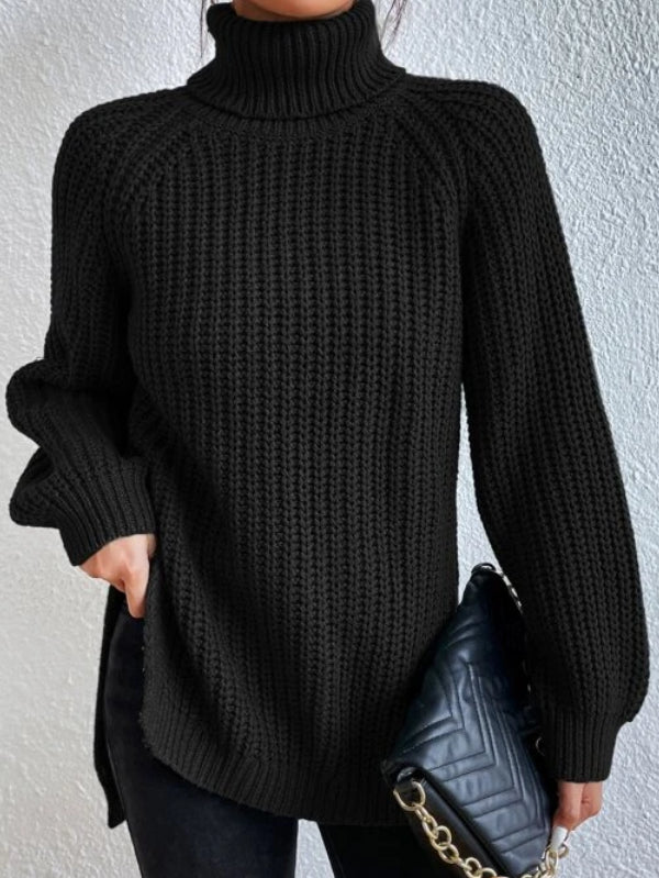 Valenzora Dresden – Roll-neck sweater with raglan sleeves and slit hem