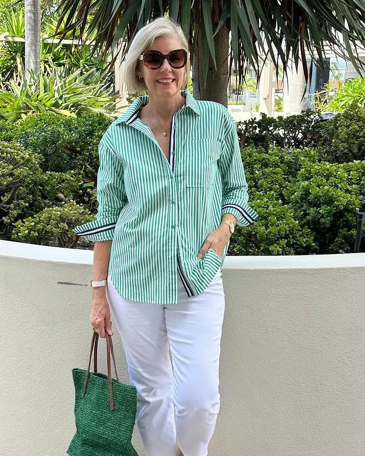 Valenzora | Women's striped button-up shirt