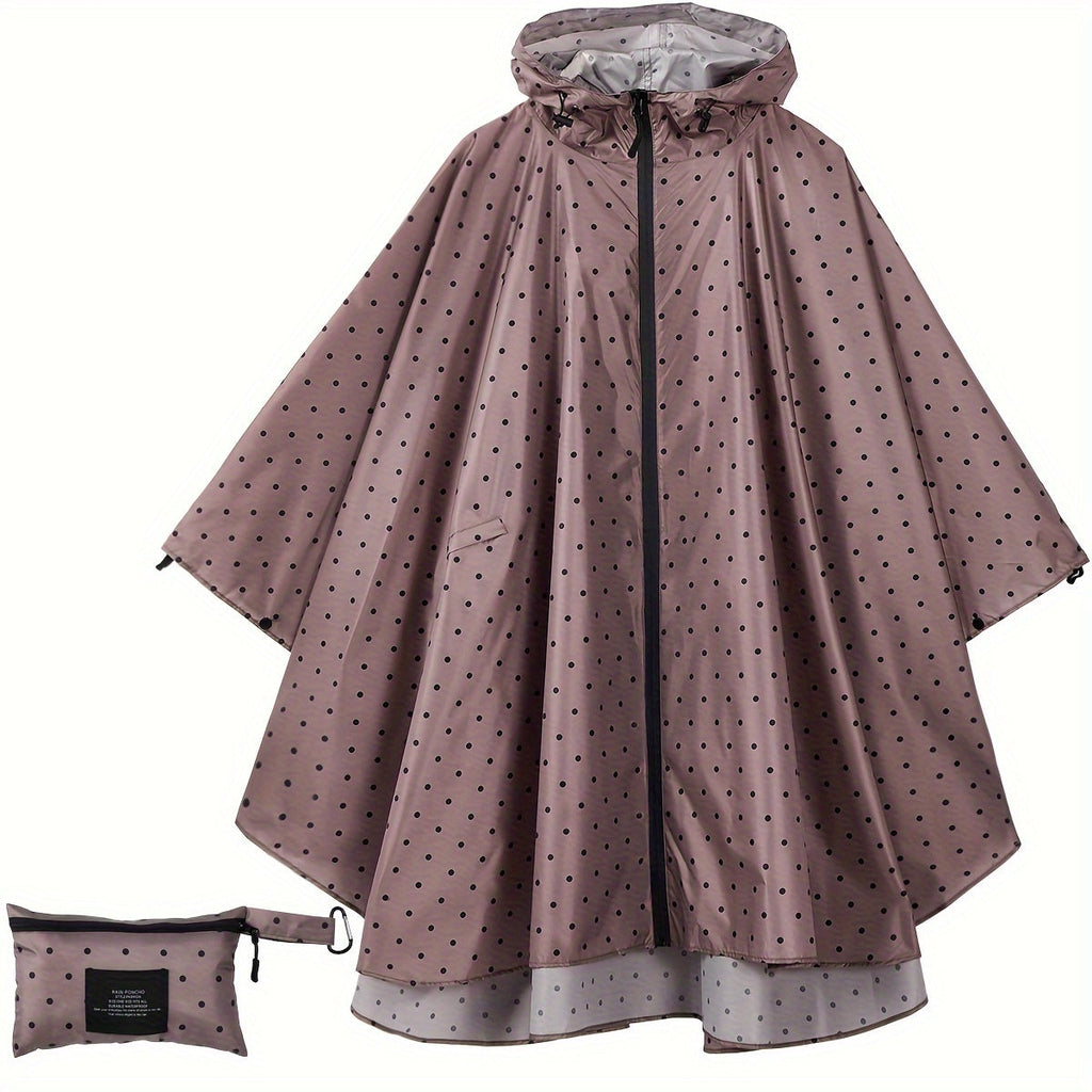 Valenzora | Sporty women's rain poncho with hood and geometric pattern