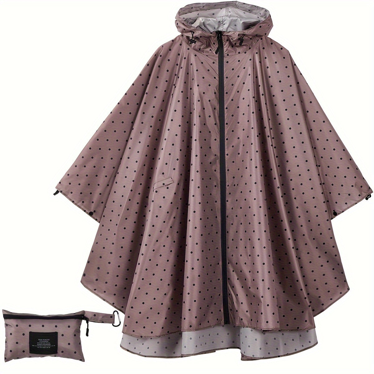 Valenzora | Sporty women's rain poncho with hood and geometric pattern
