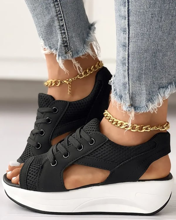 Gina™ - Sandals with contrasting lace-up neckline Last Day Discount]
