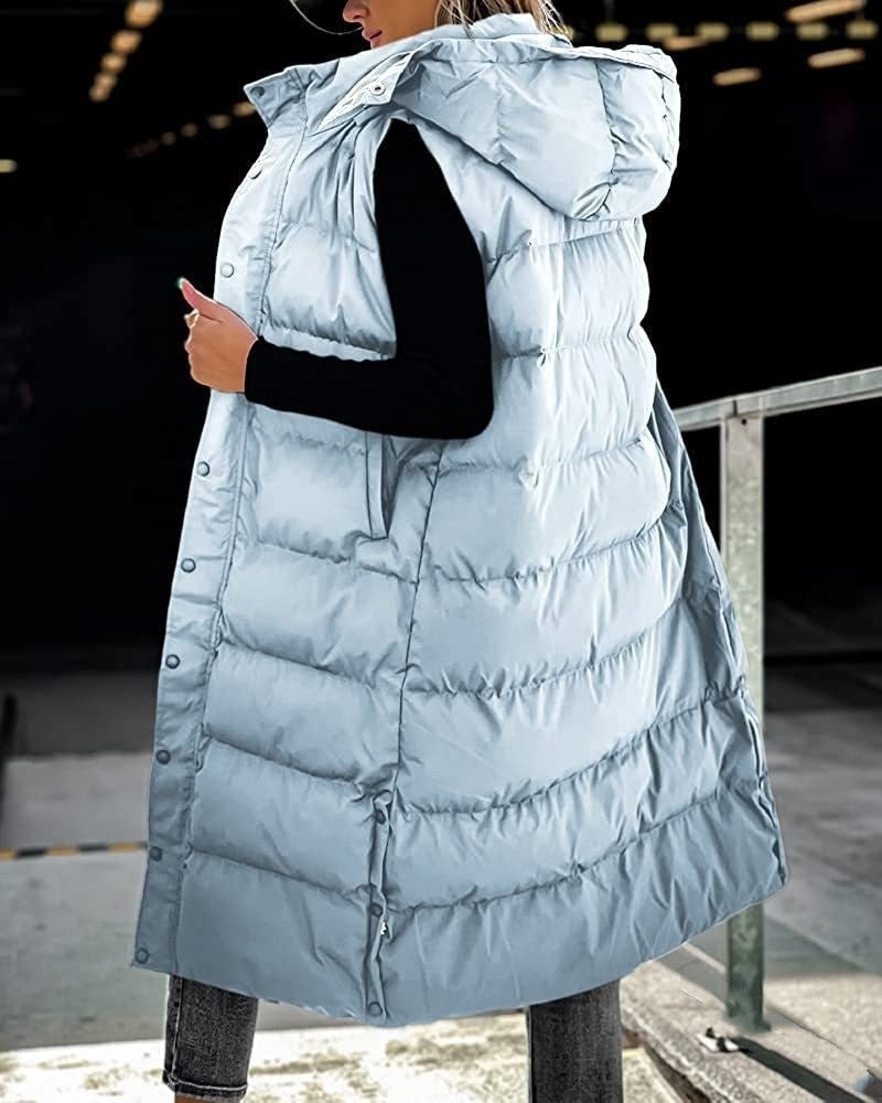 Valenzora | Ärmellose, legere Steppjacke mit Kapuze und Reißverschluss