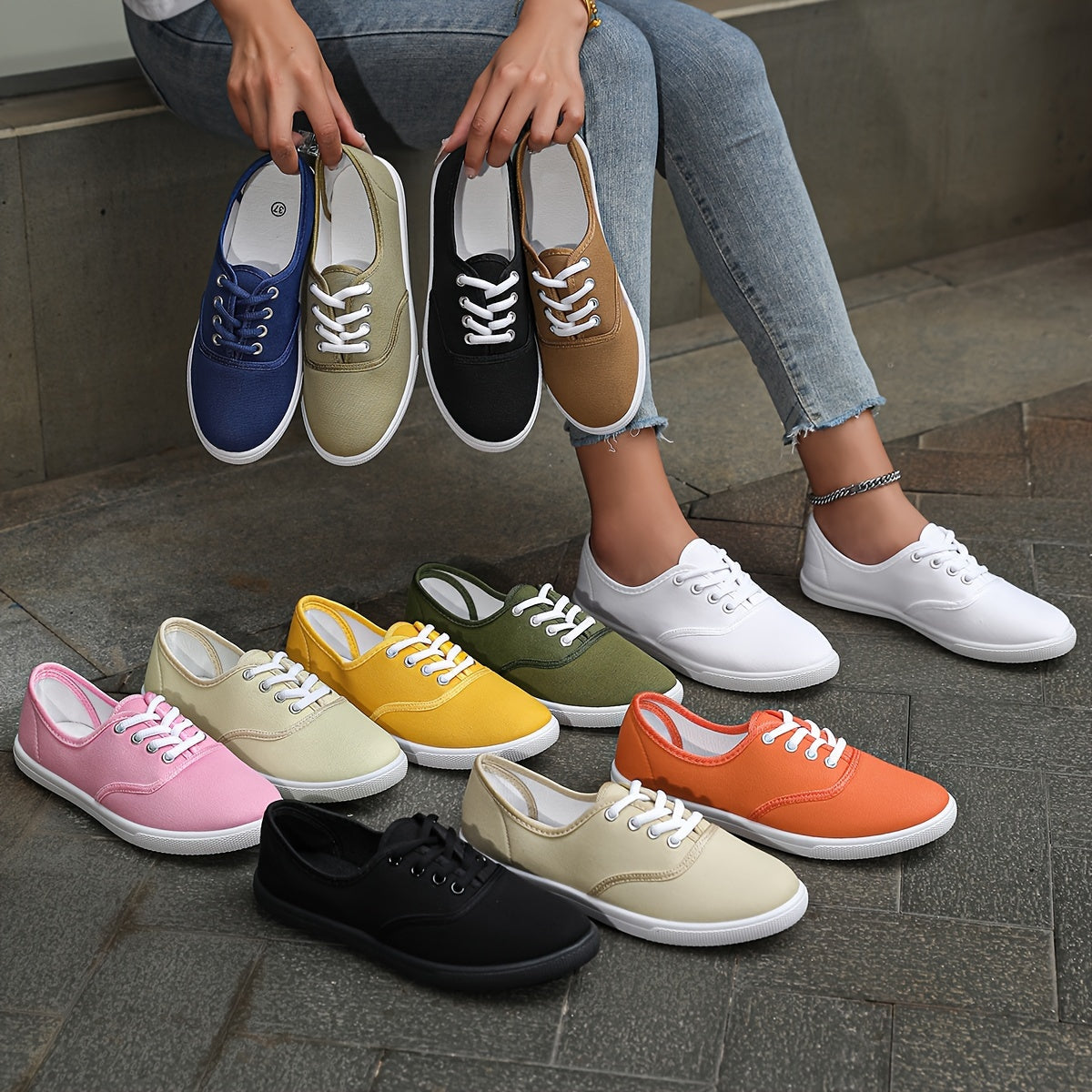Valenzora | Bequeme Low-Top Canvas-Sneaker in Weiß