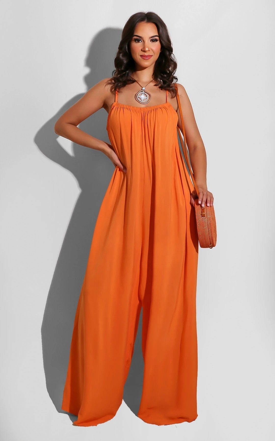 Camisole jumpsuit with wide legs