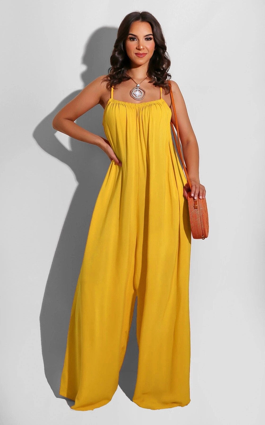 Camisole jumpsuit with wide legs