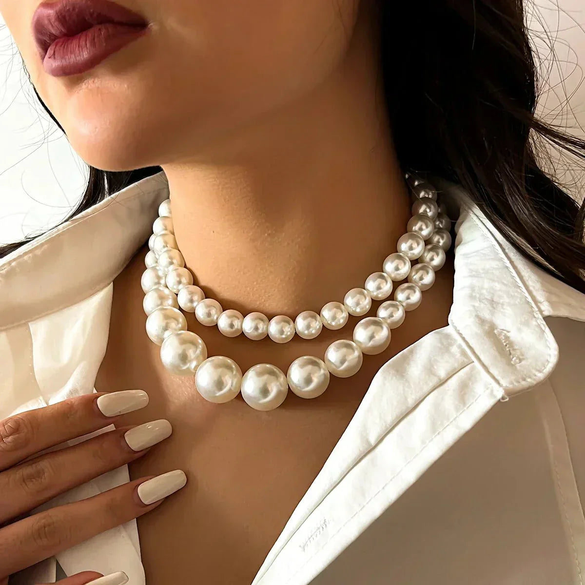 Valenzora | Embellished Double Layer Necklace Set for Women