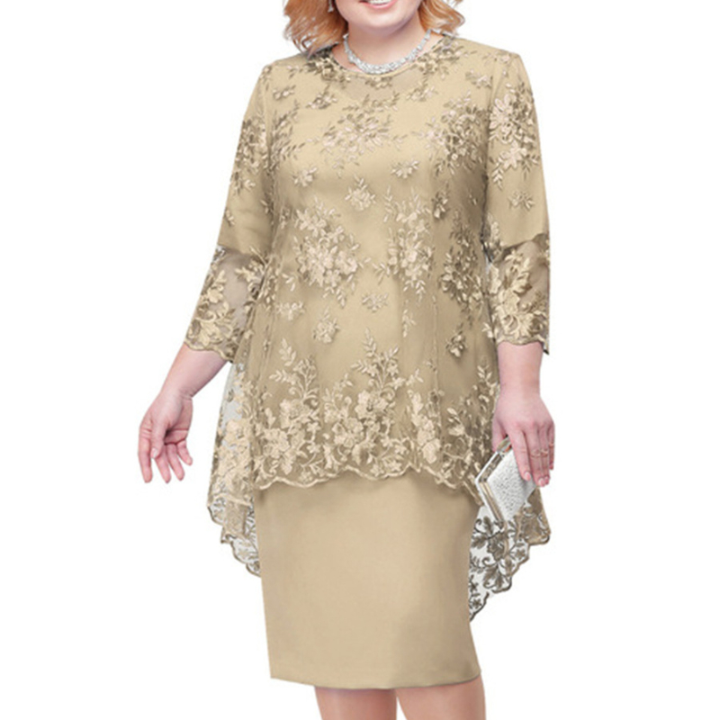 Valenzora | Elegant lace pattern 3/4 sleeve women's evening dress