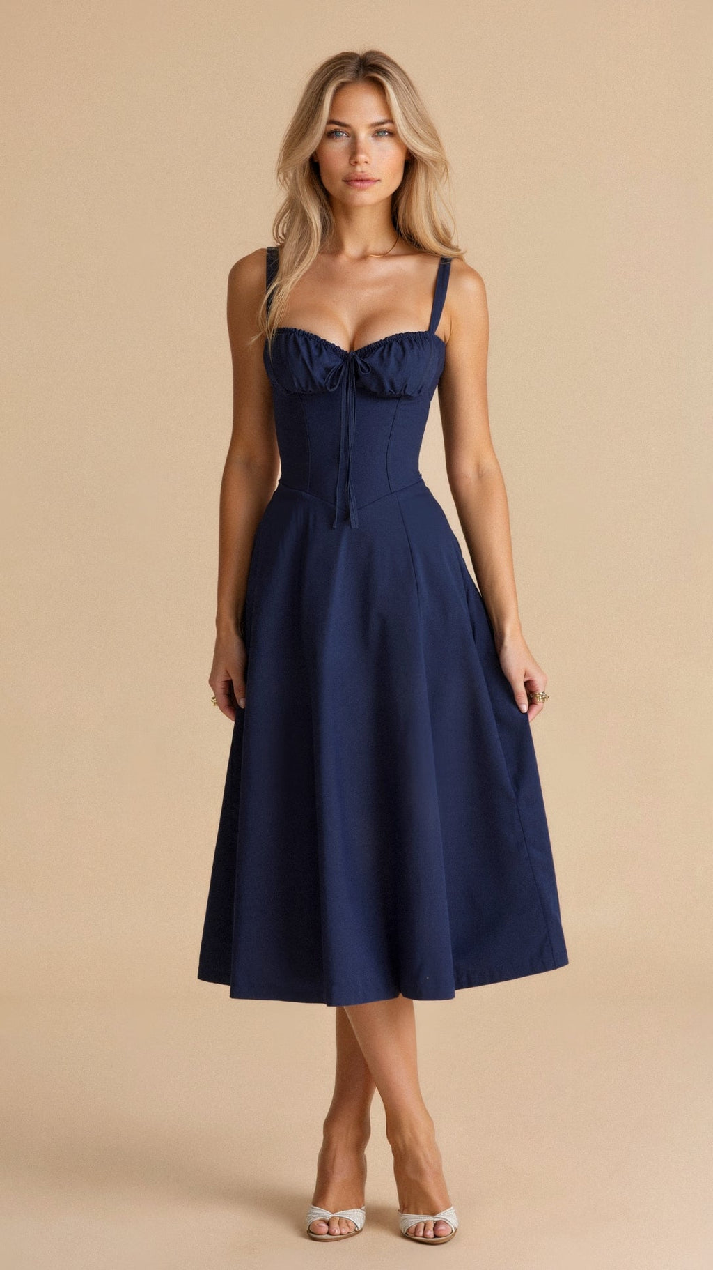 Valenzora | Summery Midi Dress with Straps & Slit - Airy, Elegant & Perfect for Warm Days