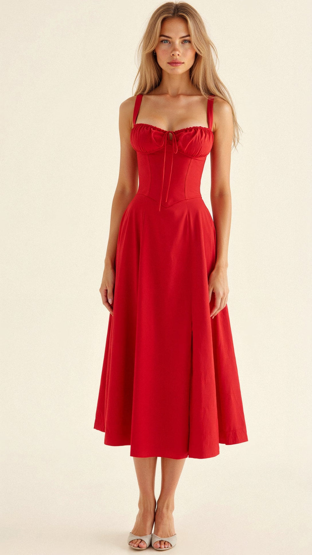 Valenzora | Summery Midi Dress with Straps & Slit - Airy, Elegant & Perfect for Warm Days