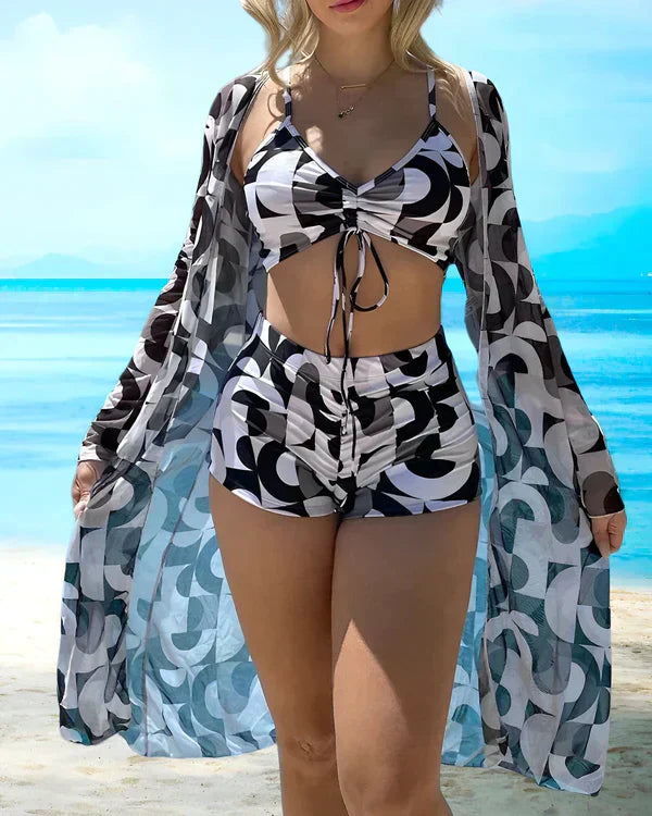 Valenzora - 3-teiliger Bikini mit Blumenmuster