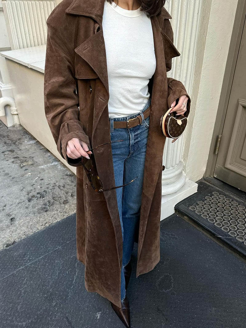 Valenzora | Trenchcoat aus veganem Veloursleder