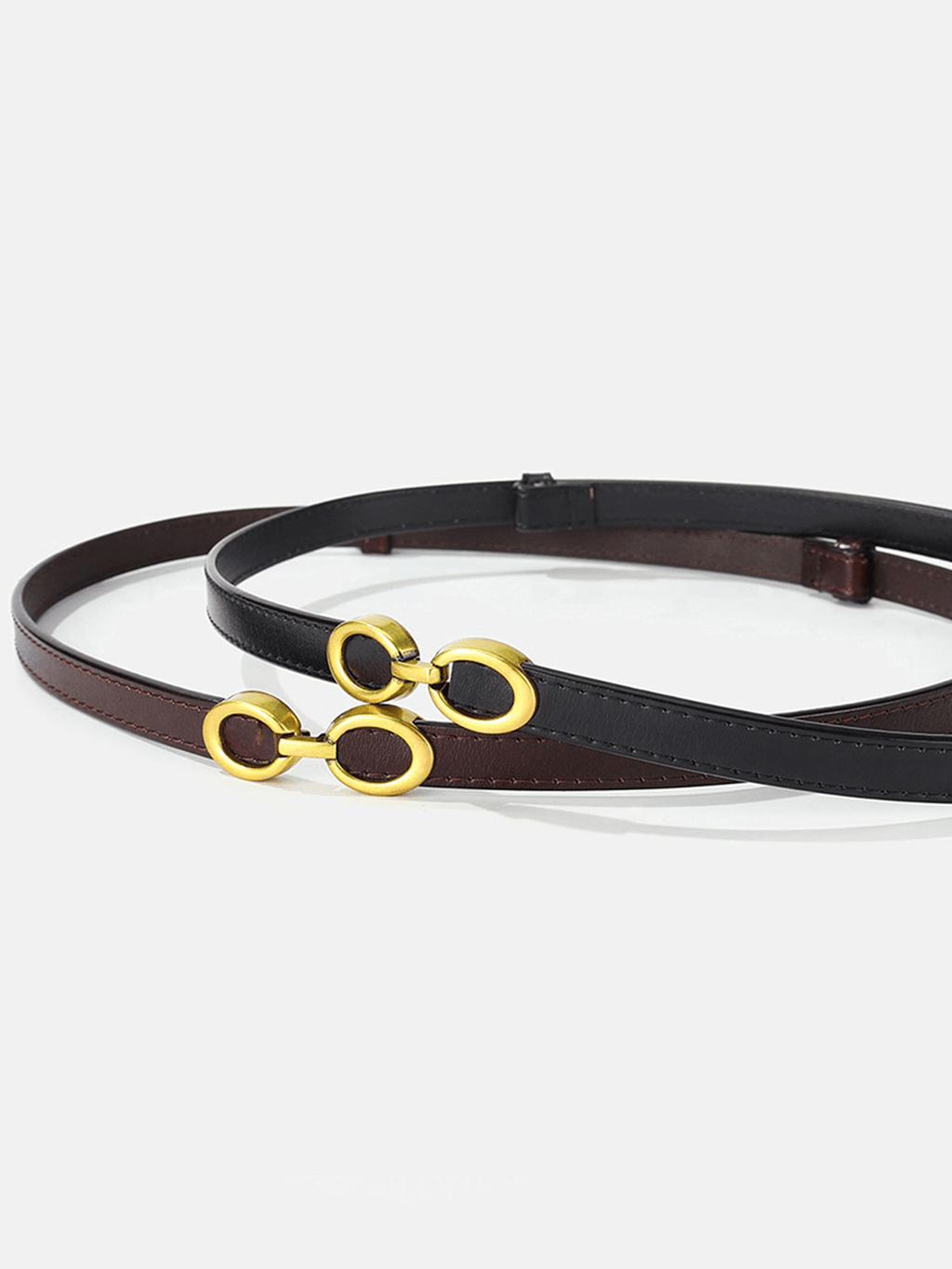 Valenzora | Eleganter Damengürtel, schmaler Ledergürtel mit Ringschnalle