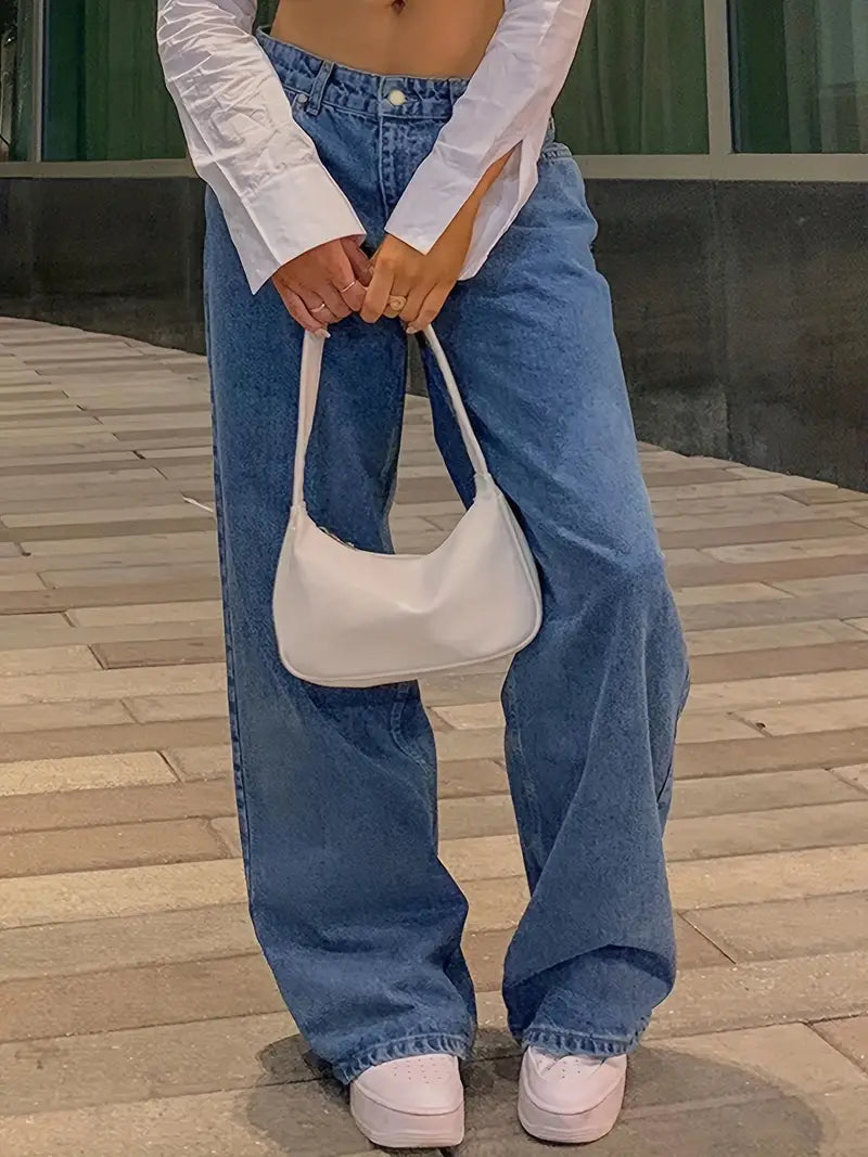Valenzora | Dunkelblaue, locker sitzende Boyfriend-Jeans mit niedriger Taille