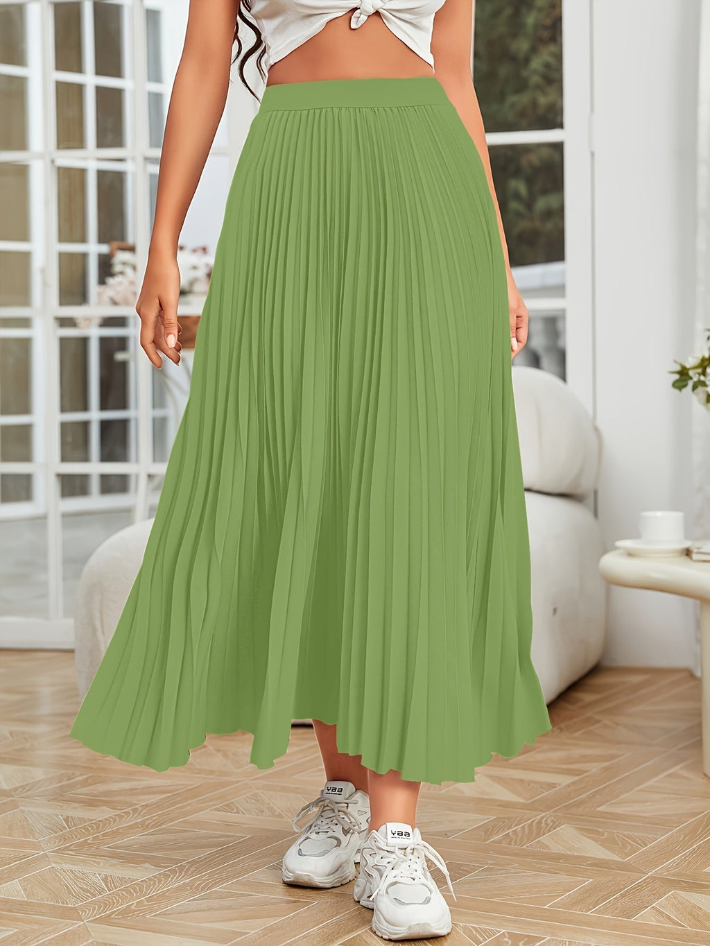 Valenzora | Pleated plain curly skirt