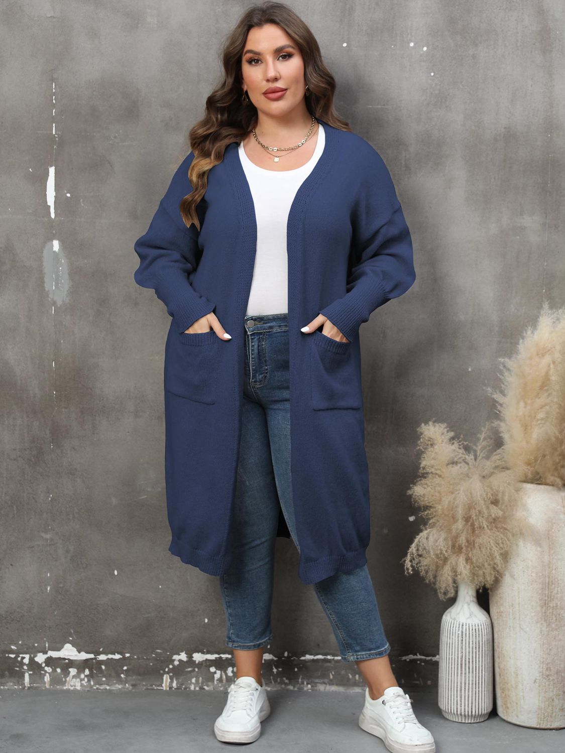 Valenzora | Plus Size Langarm-Cardigan mit Taschen