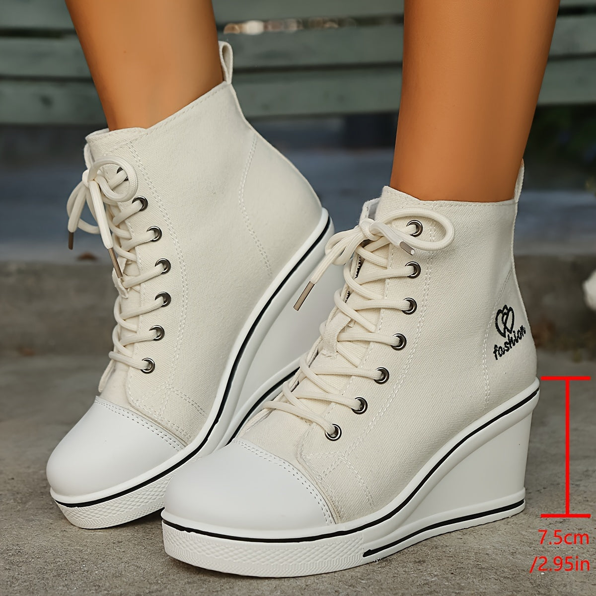 Valenzora | Simple canvas ankle boots with love motif
