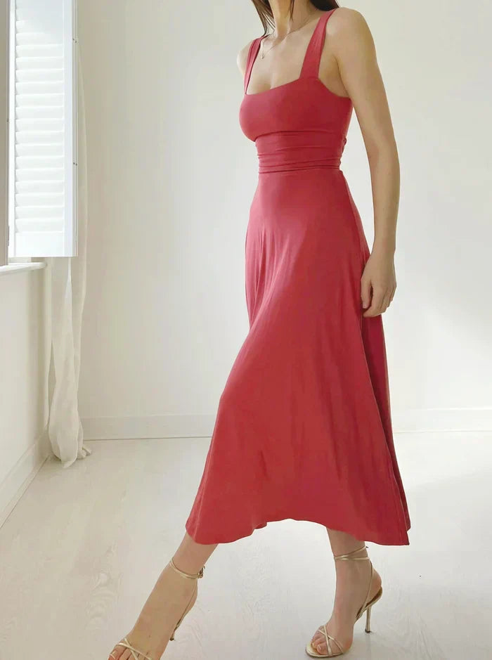 Valenzora - Elegant sleeveless A-line midi dress – Timeless chic | Fit-and-flare midi dress – Perfect for any occasion