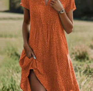 Valenzora | Kurzärmeliges grünes Minikleid mit Tupfen