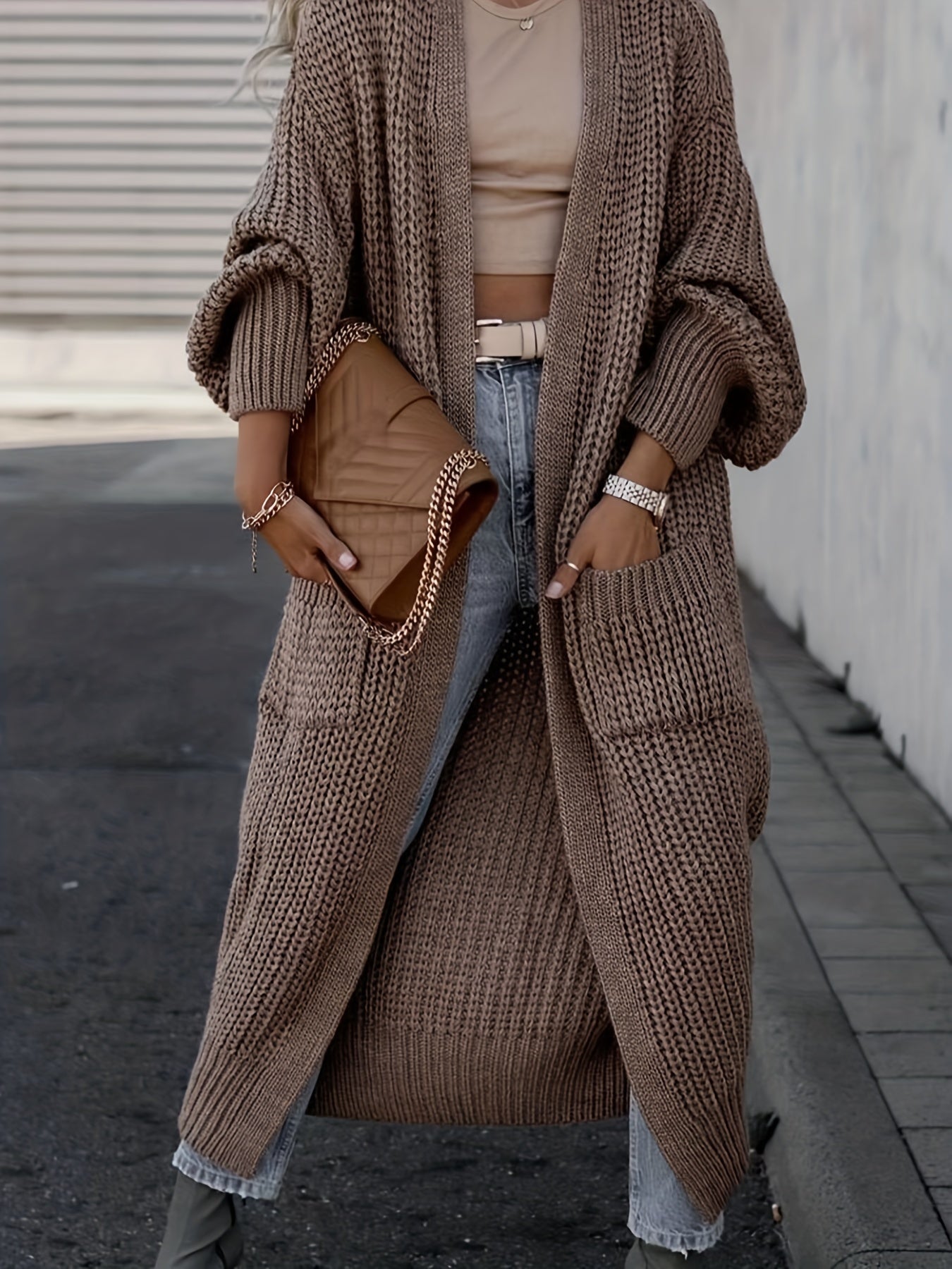 Valenzora Strickjacke aus Wolle mit Taschen für Damen | Perfekt für den Alltag
