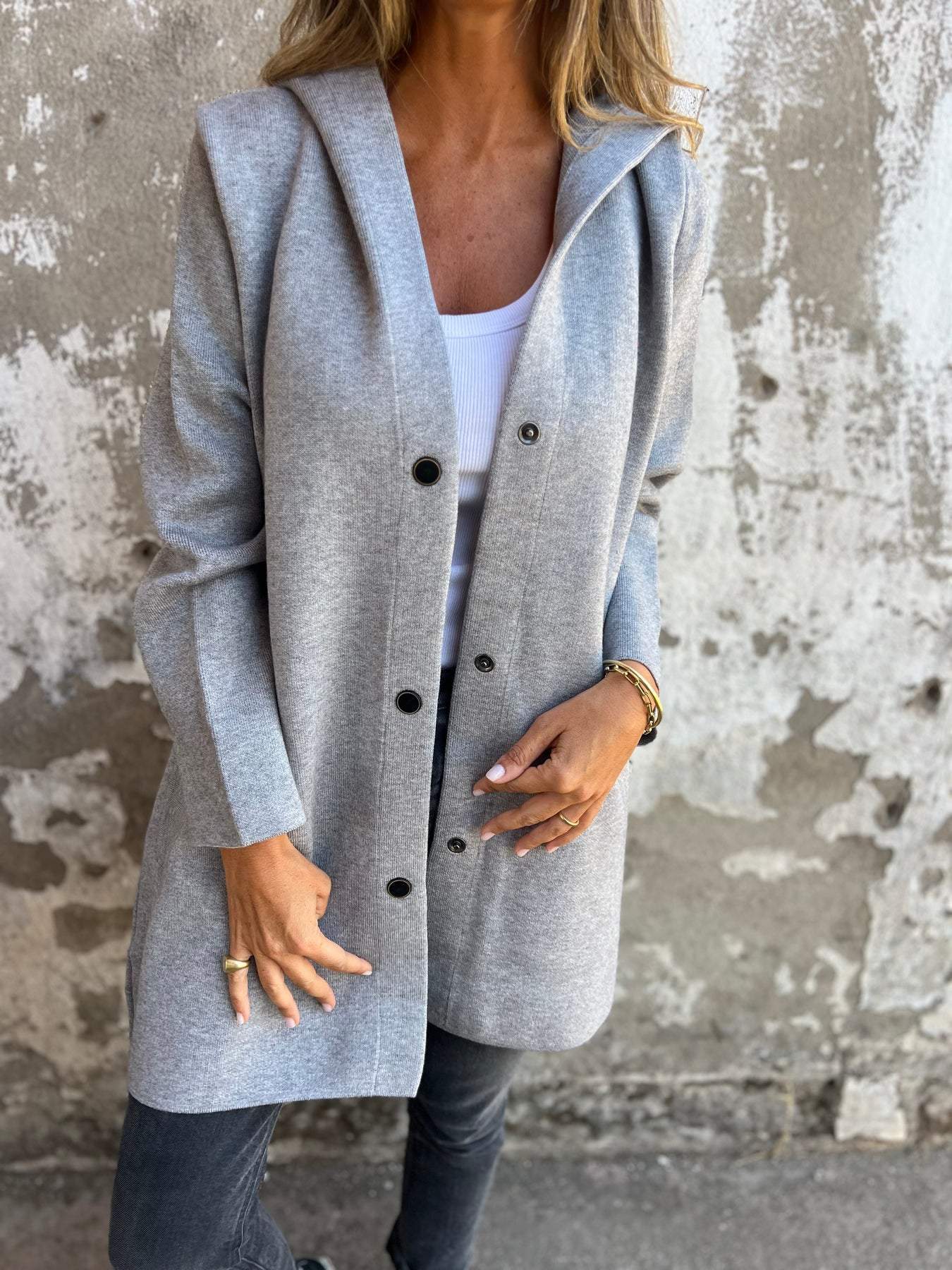 Valenzora - Casual single-breasted blazer with hood