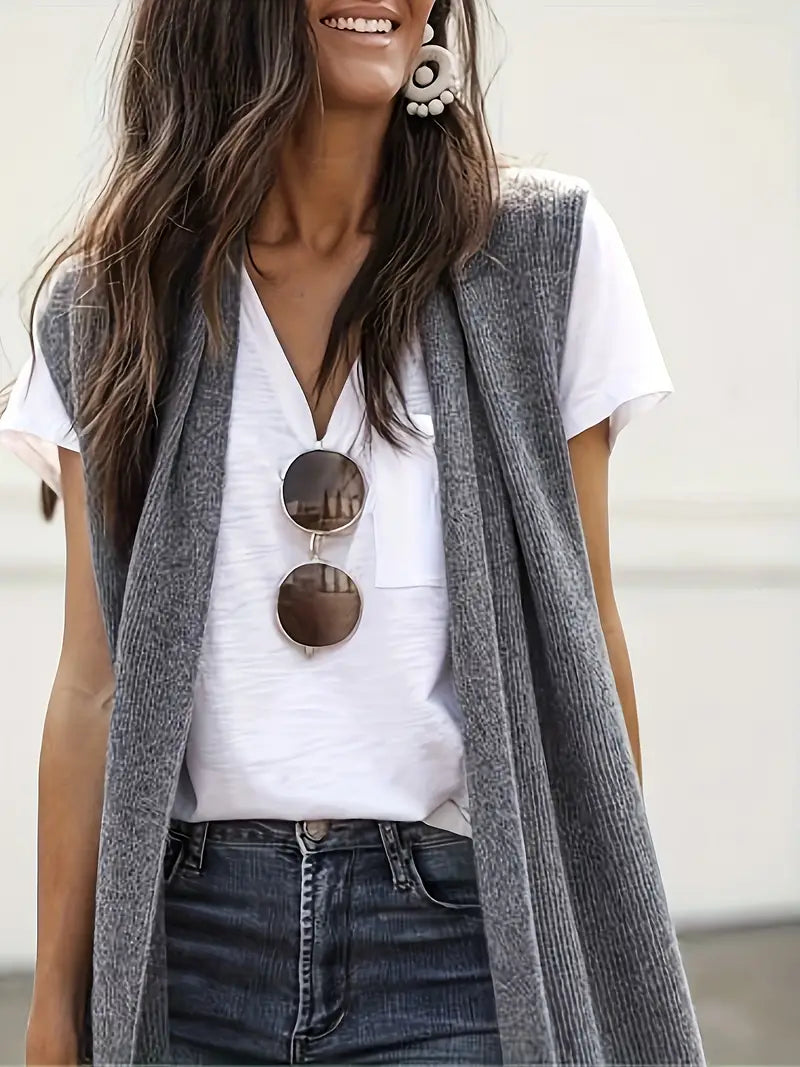 Valenzora | Casual Long Knit Vest Cardigan