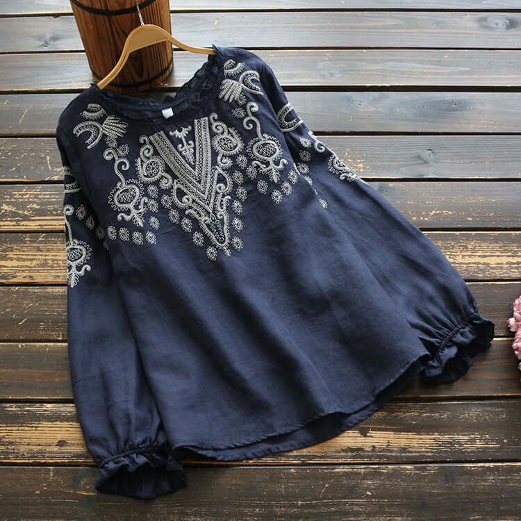 Valenzora | Besticktes Rundhals-Shirt