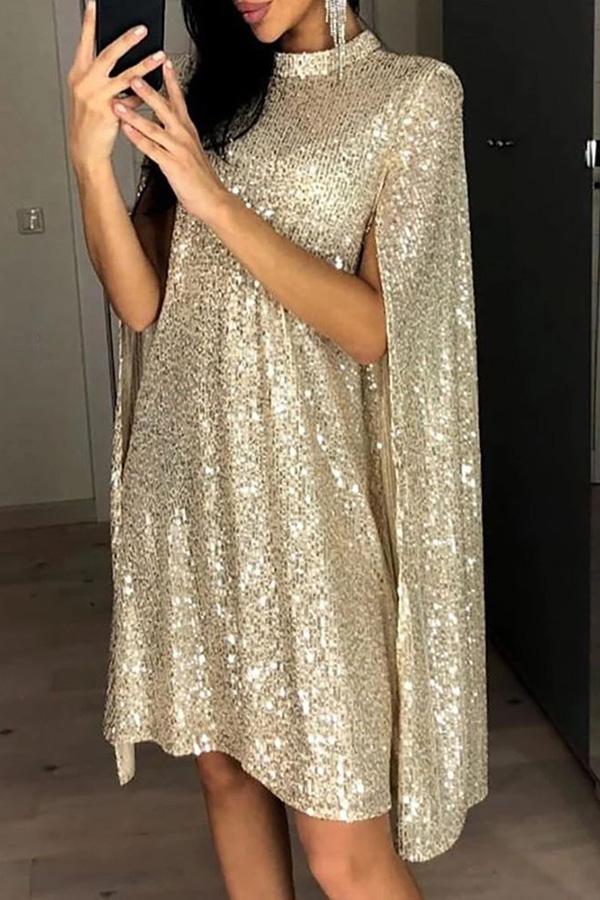 Valenzora | Wine Me And Dine Me Pailletten-Cape-Kleid