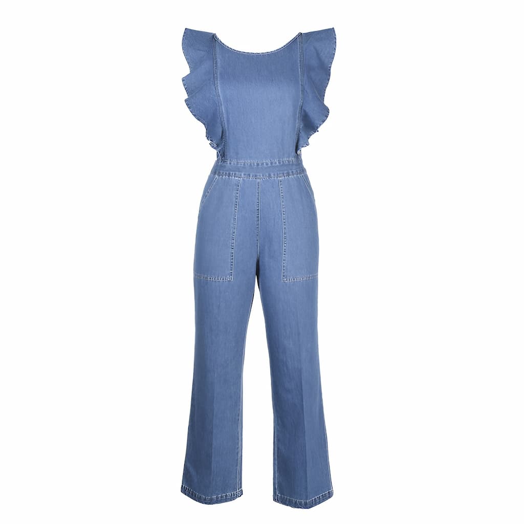 Valenzora | Denim jumpsuit with ruffles