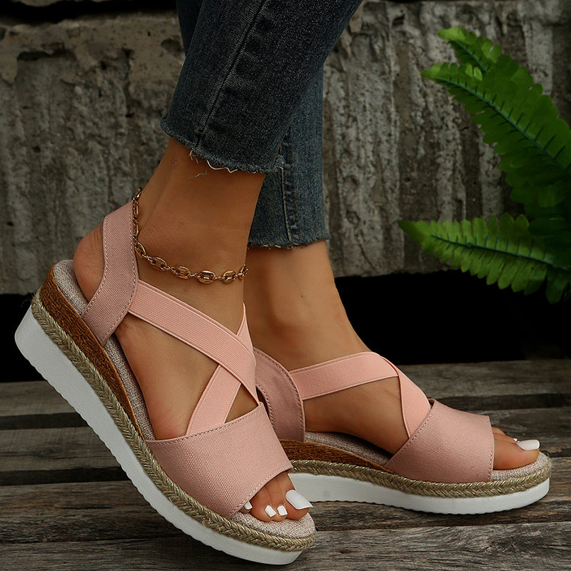 Valenzora | Wedge Sandals with Cross Straps for Women