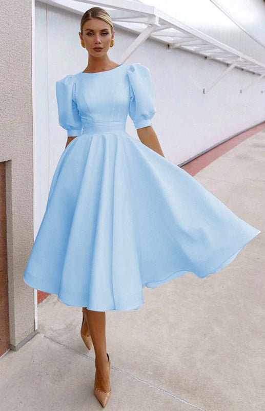 Valenzora | Fashion Solid Color Slim Fit Sexy Big Swing Dress