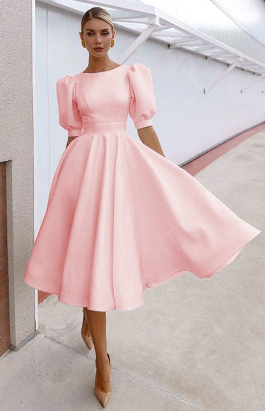 Valenzora | Fashion Solid Color Slim Fit Sexy Big Swing Dress