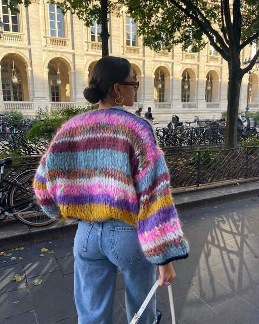 Striped open cardigan