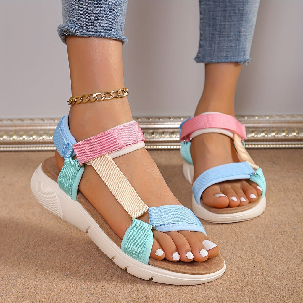 Valenzora | Damen-Sandalen: Colour-Block, rutschfest, elegant, leicht, Outdoor, Sommer