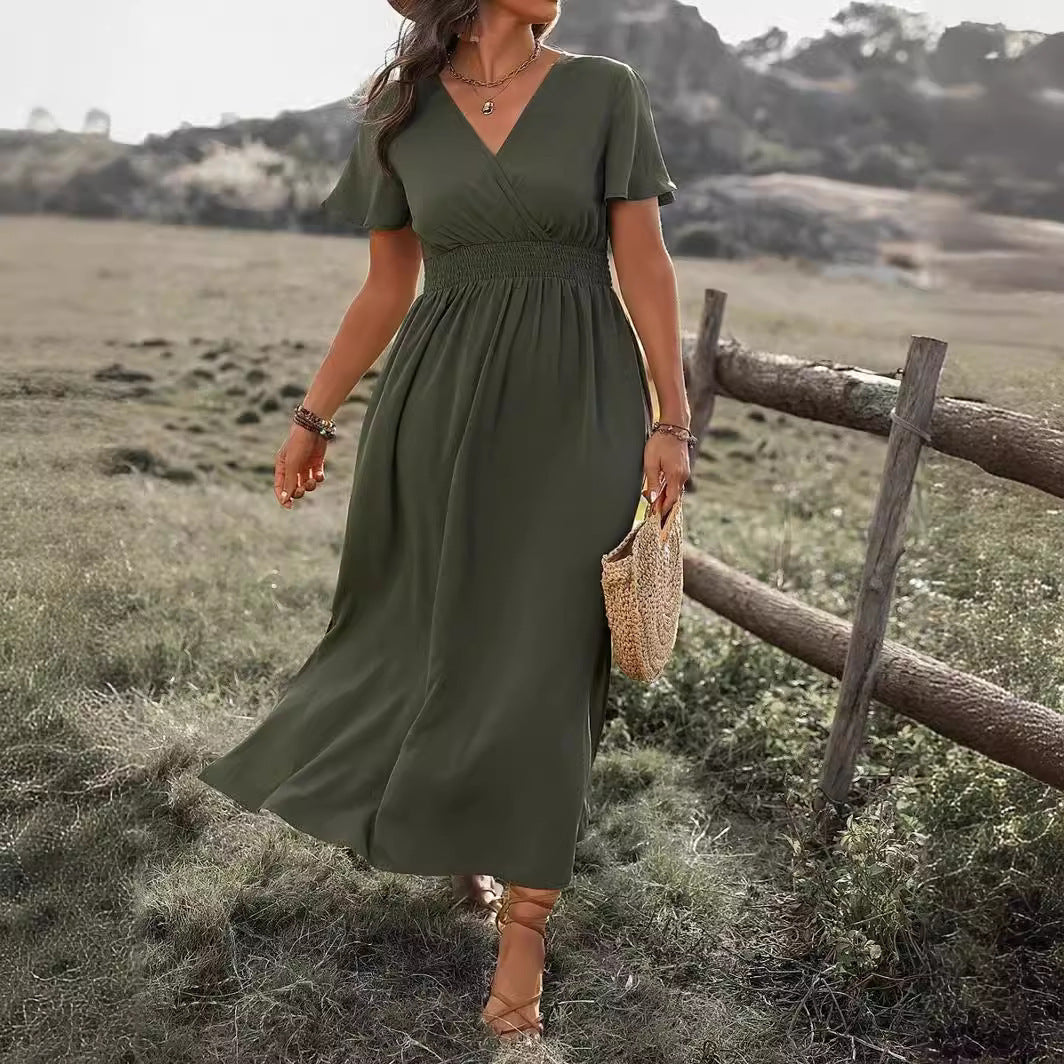 Valenzora | Elegantes kurzärmliges Kleid mit Stehkragen