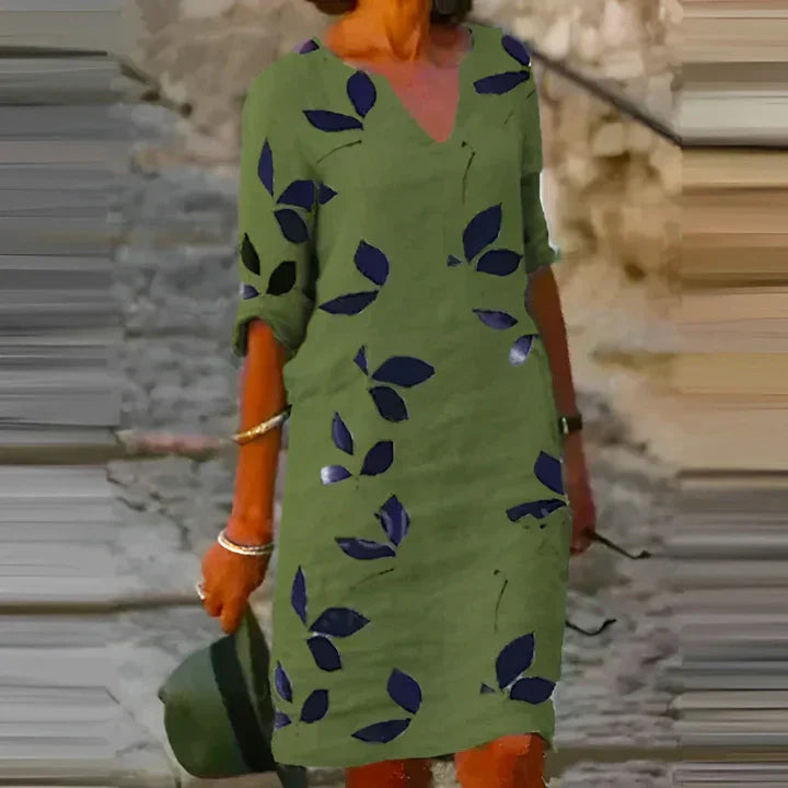 Valenzora | Wunderschönes Damen-Sommerkleid mit Blättermuster