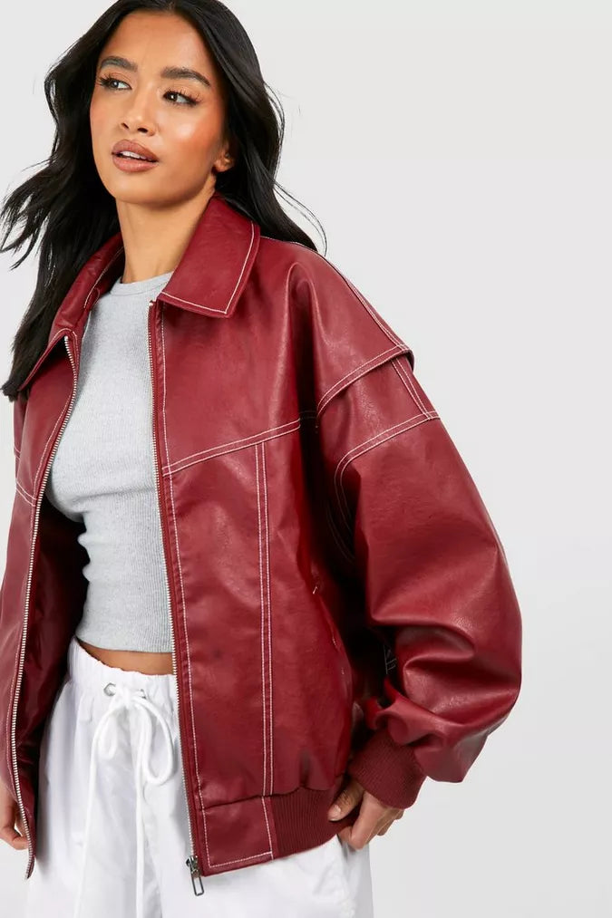Valenzora | Oversized leather jacket