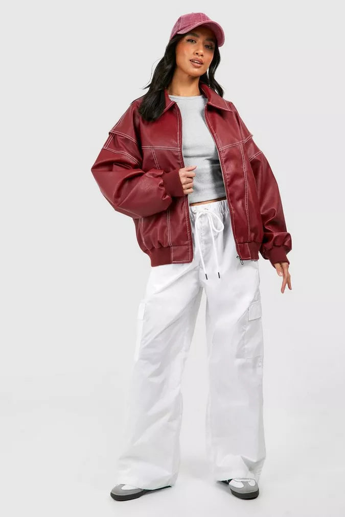 Valenzora | Vintage-style leather bomber jacket