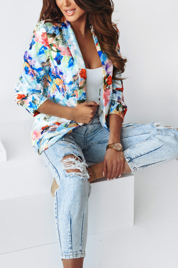 Valenzora | Free and Genuine Floral Lapel Leisure Suit Blazer